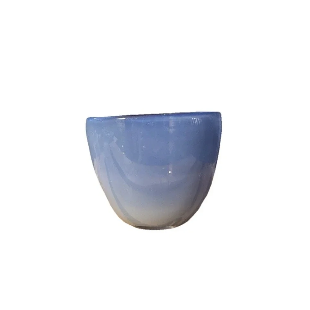 Hand Blown Blue Glass Vase / retro decor / 4